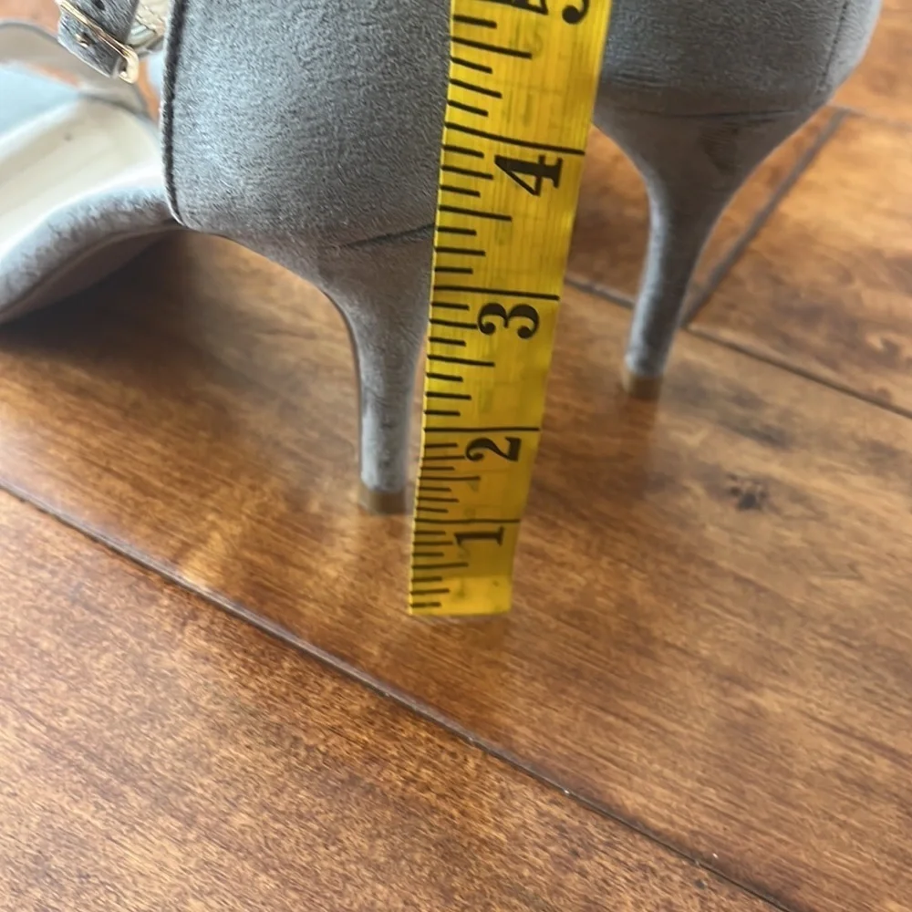 LULUS Chloe Grey Ankle Strap Heels Size 7